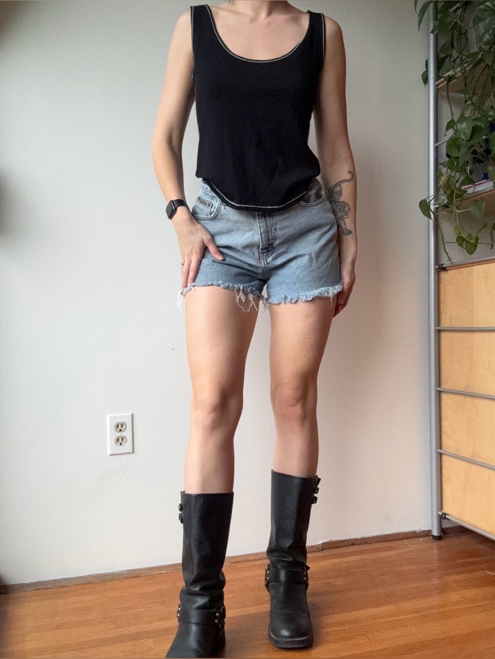 Rodika Zanian Black Scoop Neck Tank Top - made in France